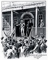 Washington addressing the students from the porch of Old North