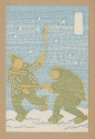 Japanese Woodblock Prints: The Picture Book of Printing Process, step 2, yellow and light blue ink