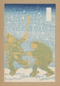 Japanese Woodblock Prints: The Picture Book of Printing Process, step 3, yellow, light blue, and dark blue ink