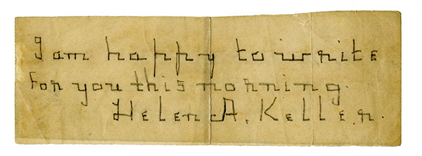 Helen Keller note