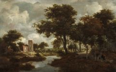 Landscape painting with Ruins of Egmond Castle at Egmond aan den Hoef