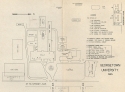 Campus map showing possible sites for a new library, 1945