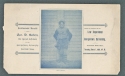a Program from the Law Department benefit for George Bahen, March 7, 1895, the center of the program features a photograph of Bahen, with text to either side of the photograph. the text and photograph are in blue ink.