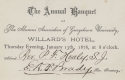 Ticket to the first Annual Banquet of the Alumni Association