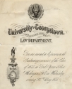 Invitation to the Law Department Commencement, May 23, 1877