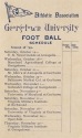 A brochure showing the schedule for the 1899 Georgetown football team, listing ten games in October and November, with a blank column to record the scores