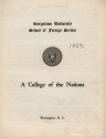 Fund raising brochure for a College of the Nations, front cover