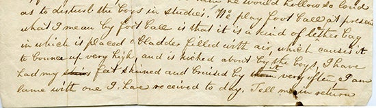Detail from 1830 letter from Georgetown student John Carroll Brent to his sister Emmy
