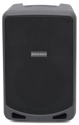 Front view of the Samson portable PA system