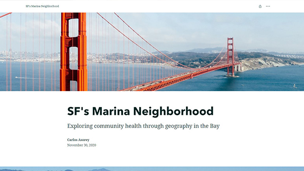 Screenshot of webpage of SF Marina Neighborhood