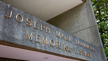 Joseph Mark Lauinger Memorial Library above the Library entrance