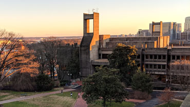 Lauinger Library at sunset