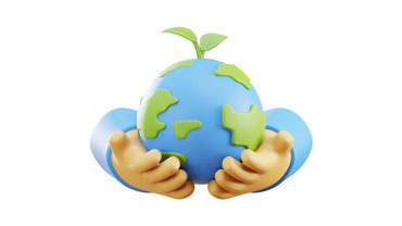 Cartoon hands holding the earth