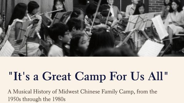 title card of the StoryMap featuring a black and white picture of young asian musicians in a symphony 