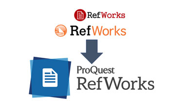 Old RefWorks logo with arrow to new RefWorks logo