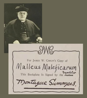 Montague Summers photo and signed bookplate