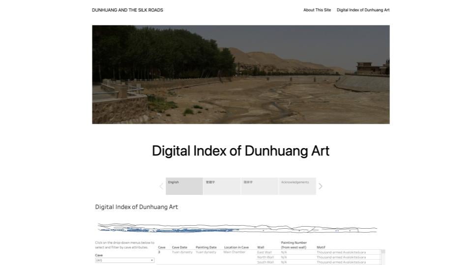 screen shot of Digital Index of Dunhuang Art webpage