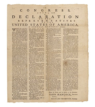 Broadside of Salem Printing of the Declaration of Independence