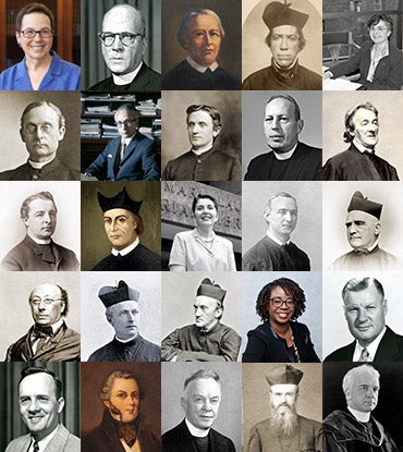 A collage of 25 leaders of the Georgetown University Library