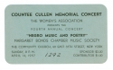 Ticket for the Countee Cullen Memorial Concert “Negro Music and Poetry”