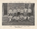group photo of Football team of 1887. image features twelve team members in two rows of six, with the names of the team members written above and below the photograph.