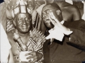 Louis Armstrong poses with a local African chief