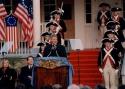 President-elect Bill Clinton speaking in front of Old North, 1993