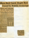 newspaper clippings of an article entitled “Hoyas Back Coach, Despite Ruin Caused by Redskin Scrimmage”, 1937