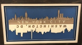 Laser-cut artwork "Dual Skylines"