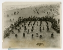 a black and white photograph of Football practice on the beach in Wildwood, NJ, 1928