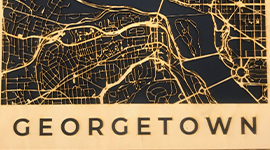 Laser-cut map of Georgetown