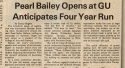 “Pearl Bailey Opens at GU, Anticipates Four Year Run.” The Hoya, January 20, 1978