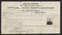 Hopkins ‘ official war photographer identification card, 1943