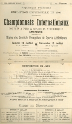 Front cover of 1900 Olympic program in French
