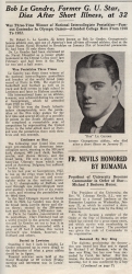 Obituary with black and white photograph for Robert LeGendre
