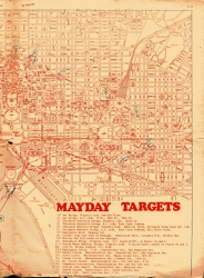 Color newspaper page with continuation of map of targets