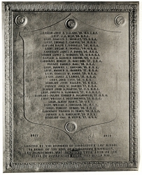Photograph of the names engraved on the Law Library WWI plaque