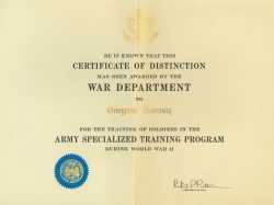 Certificate bearing the Great Seat of the U.S. and the War Office seal
