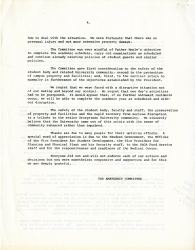 Page four of typed memo from the Emergency Committee, May 4, 1971