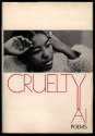 The cover of Cruelty, showing a woman wear a fuzzy coat with the back of her hand to her forehead