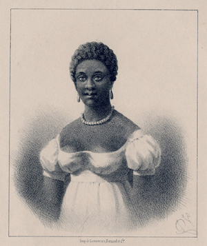 A 19th-century lithograph of poet Phillis Wheatley