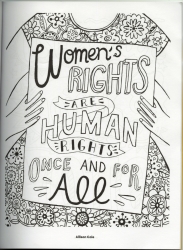 Women's Rights Are Human Rights Once and For All, page from coloring book