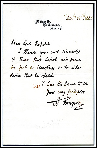 Tennyson letter
