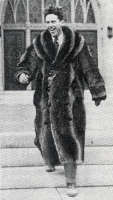 H. Grattan Shields in a raccoon coat and hat