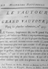 Histoire naturelle des oiseaux, page 158, showing the entry for the vulture