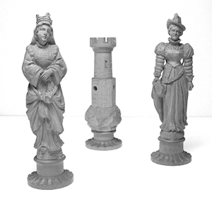 Carved chess pieces by Edward Lang