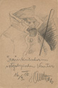 Feldpostkarten, showing a sketch of a bearded soldier wearing a heavy coat