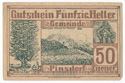 Notgeld, 50 heller note from Pinsdorf, obverse