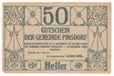Notgeld, 50 heller note from Pinsdorf, reverse