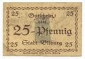 Notgeld, 25 pfennig note from Bitberg, obverse